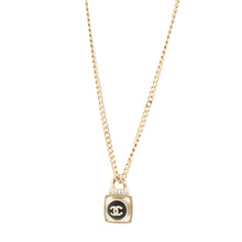 Load image into Gallery viewer, Chanel Crystal Resin CC Perfume Bottle Necklace Gold