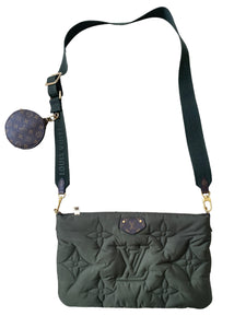 Monogram Multi Pochette Crossbody Bag With A Green Shoulder Strap