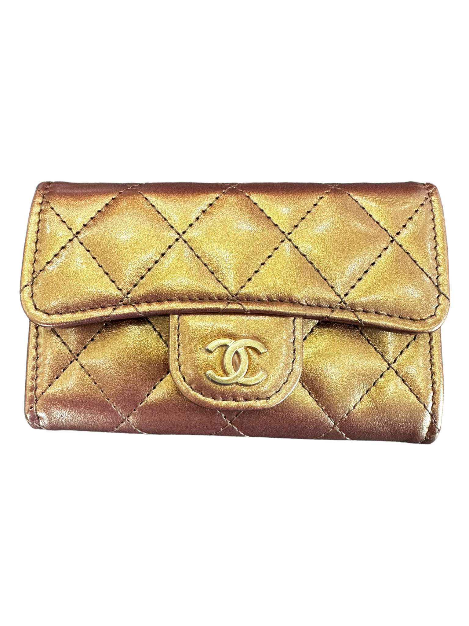 gold chanel wallet on