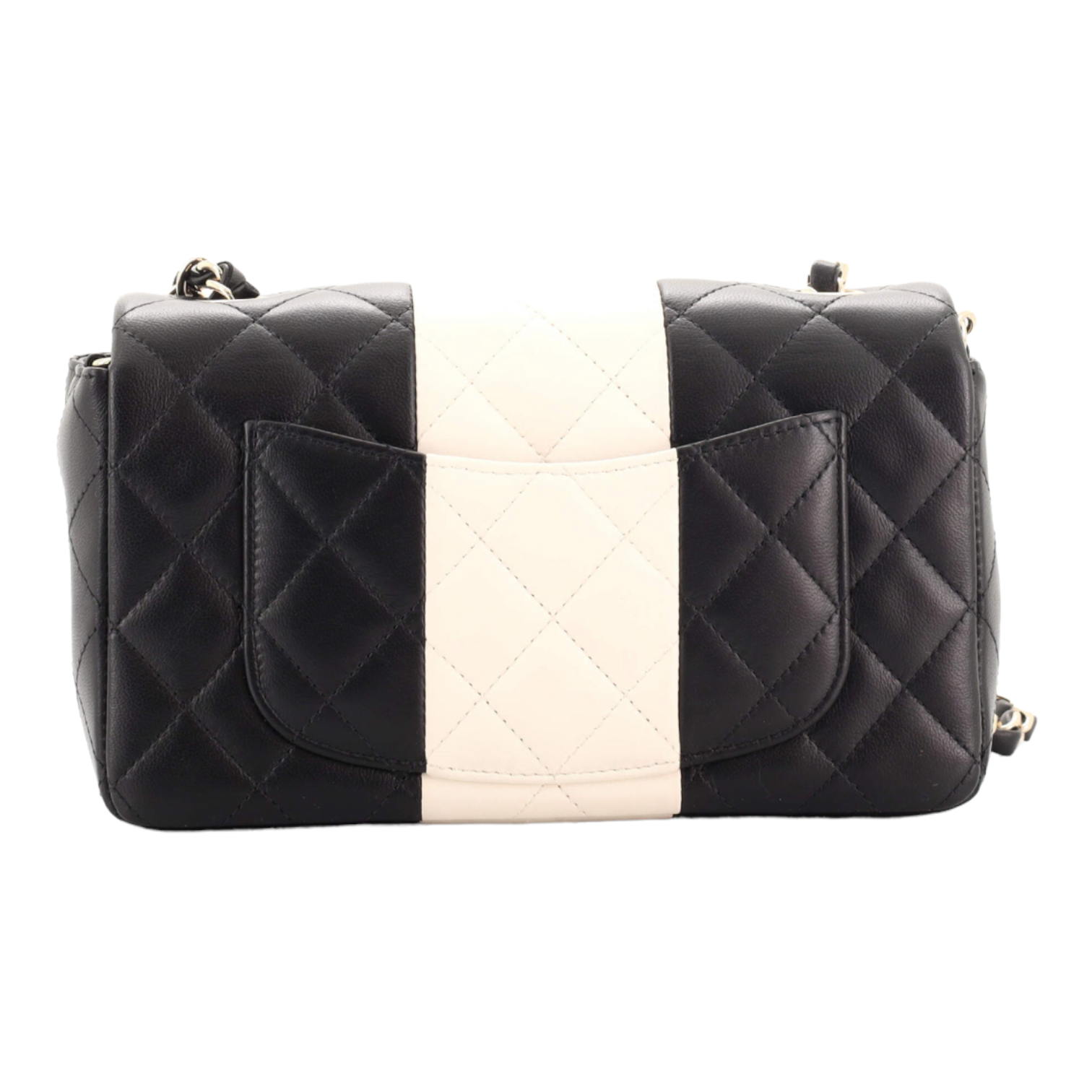 CHANEL Calfskin Quilted Graphic Flap Bag Black White