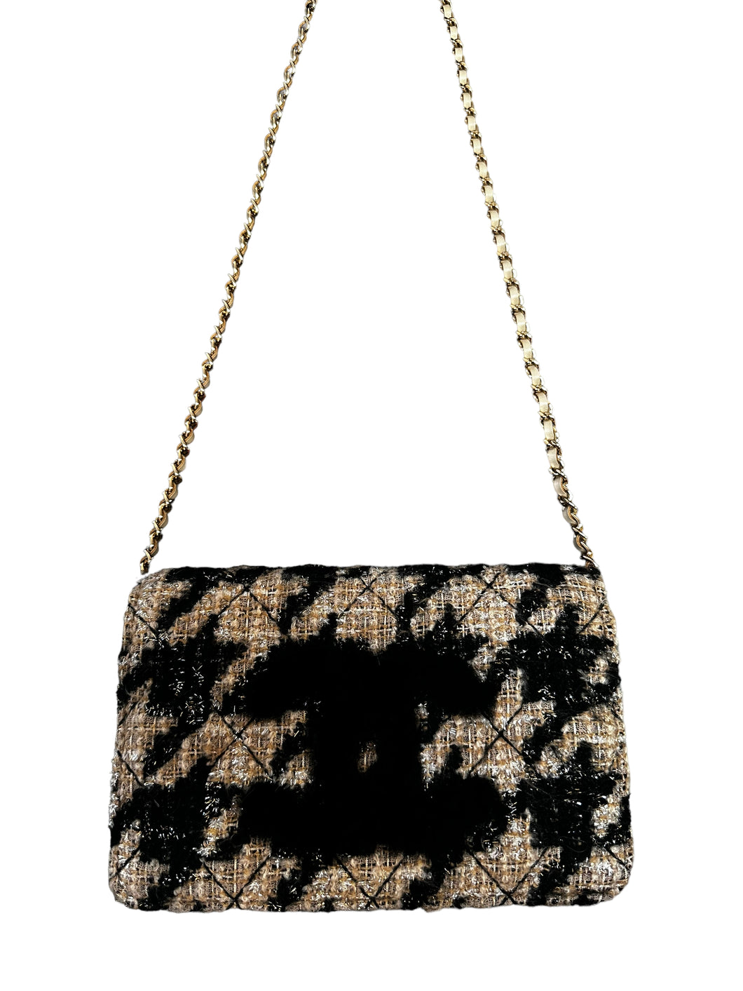 Chanel Wallet On Chain WOC Houndstooth Beige Black Tweed Gold Hardware –  The Bag Broker