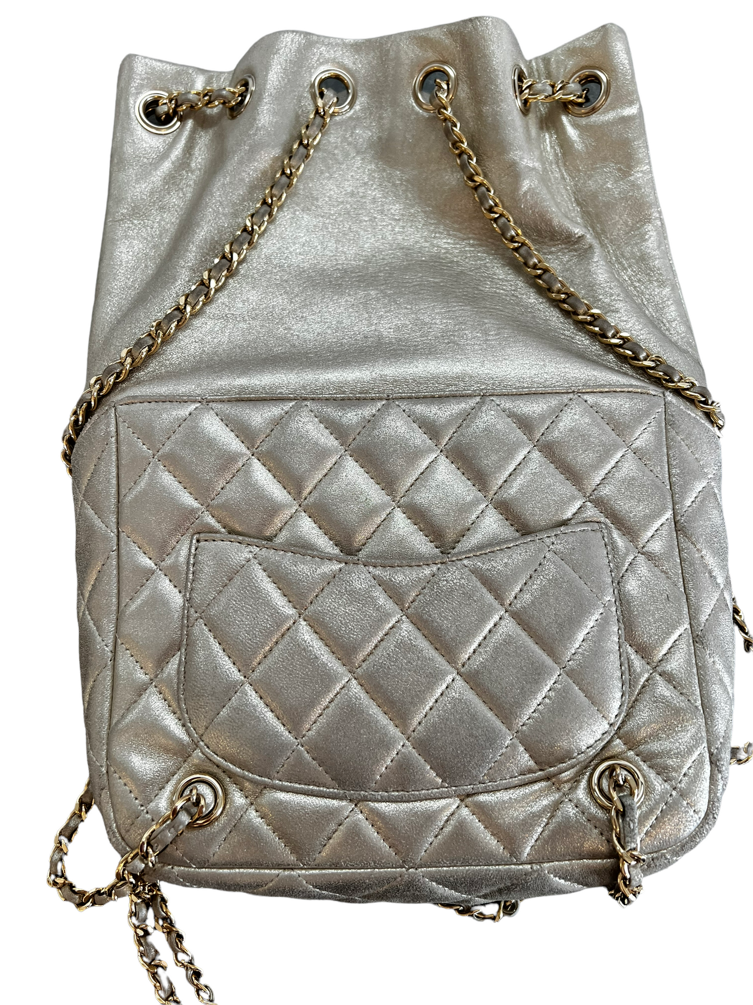 Gold Quilted Aged Calfskin Small Gabrielle Backpack Gold and Ruthenium  Hardware, 2017-2018