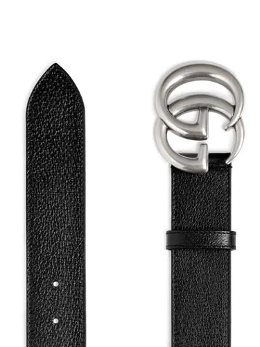 Gucci 1.5” Marmont Belt in Black & Silver