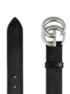 Gucci 1.5” Marmont Belt in Black & Silver