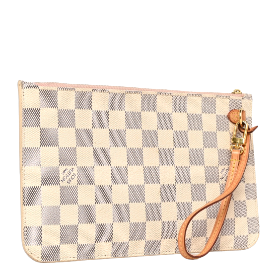 Louis Vuitton Neverfull Pouch in Damier Azur/Rose Ballerine