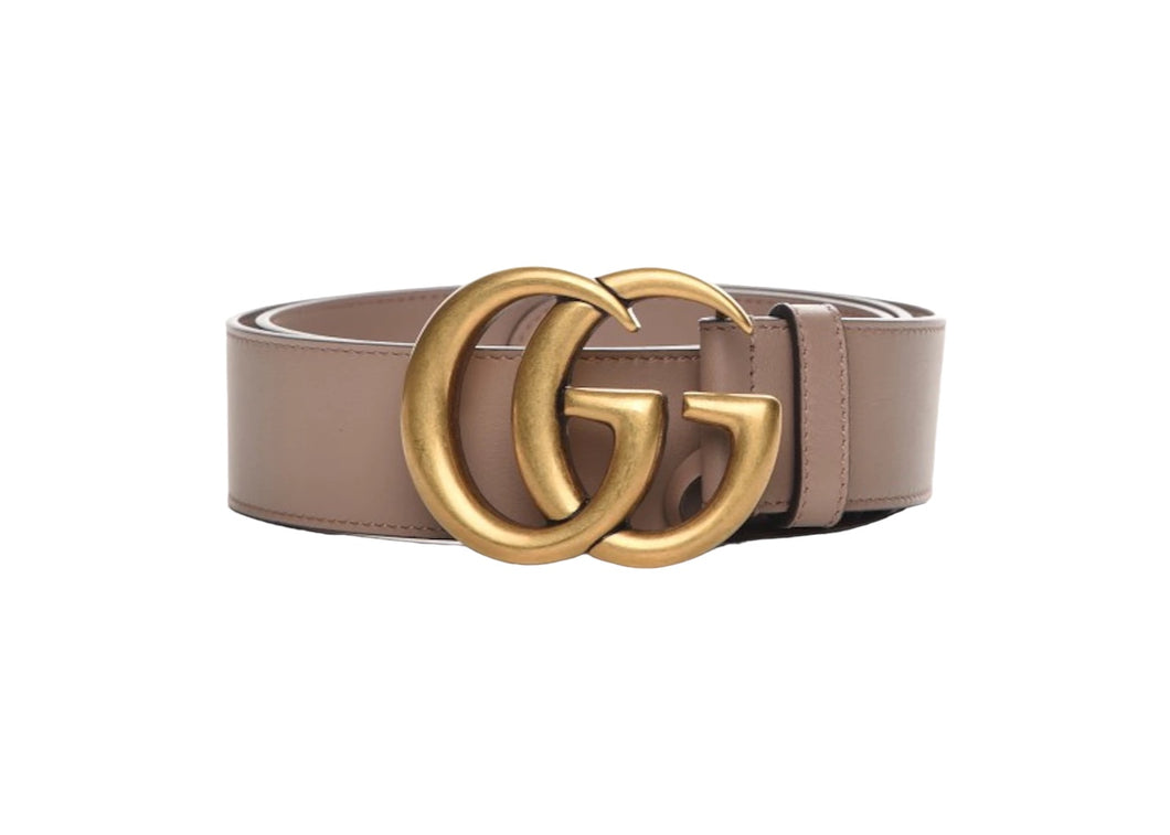 Gucci 1.5” Marmont Belt in Dusty Pink & Gold